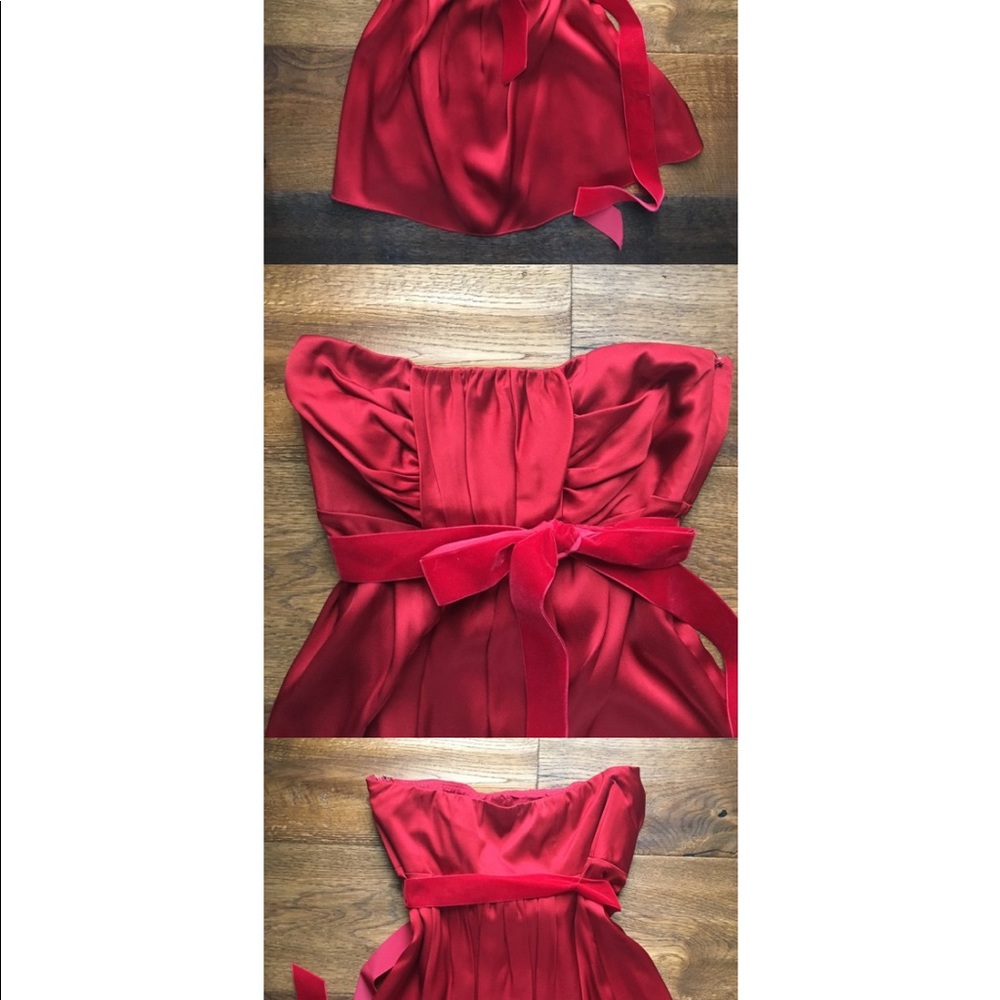 Banana Republic red satin sleeveless top.